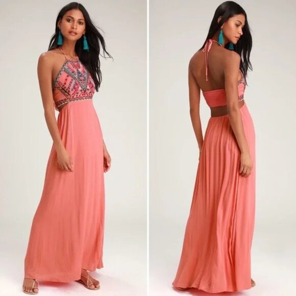Lulus Dresses & Skirts - Lulu's Little Beach Embroidered Maxi Dress